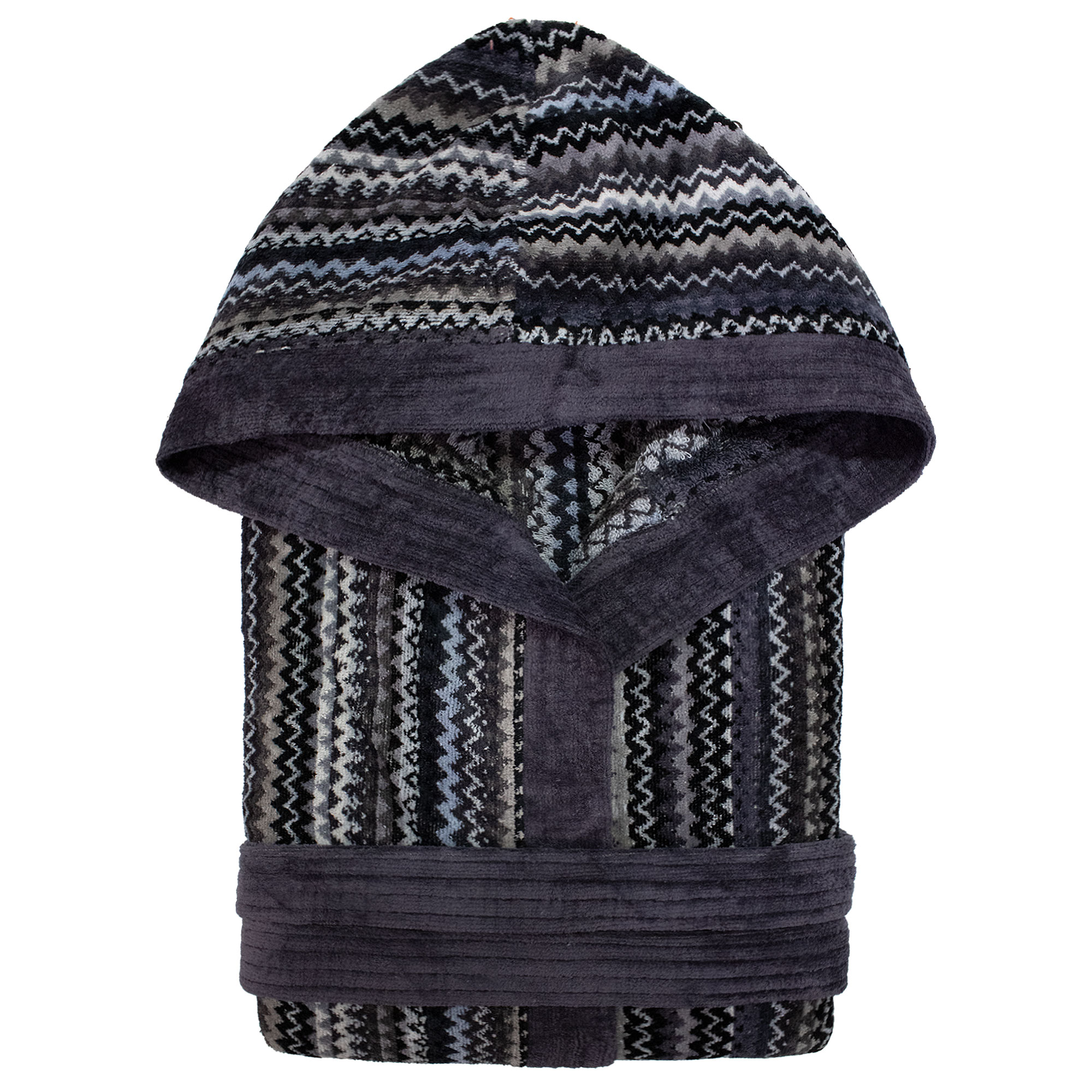 Accappatoio uomo donna in spugna velour cinigliato con cappuccio Jacquard 7126 - Foto 7 di 61