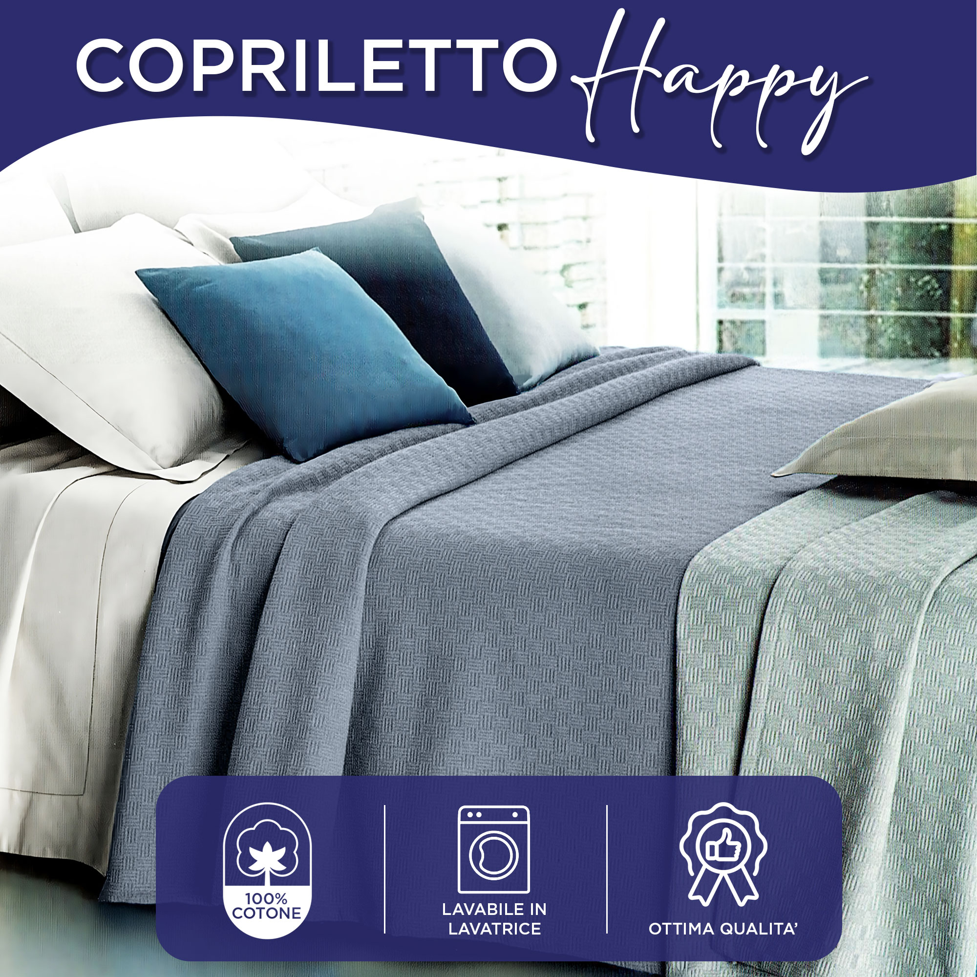 Copriletto in cotone piquet leggero primaverile estivo varie misure 7129 - Imagen 11 de 37
