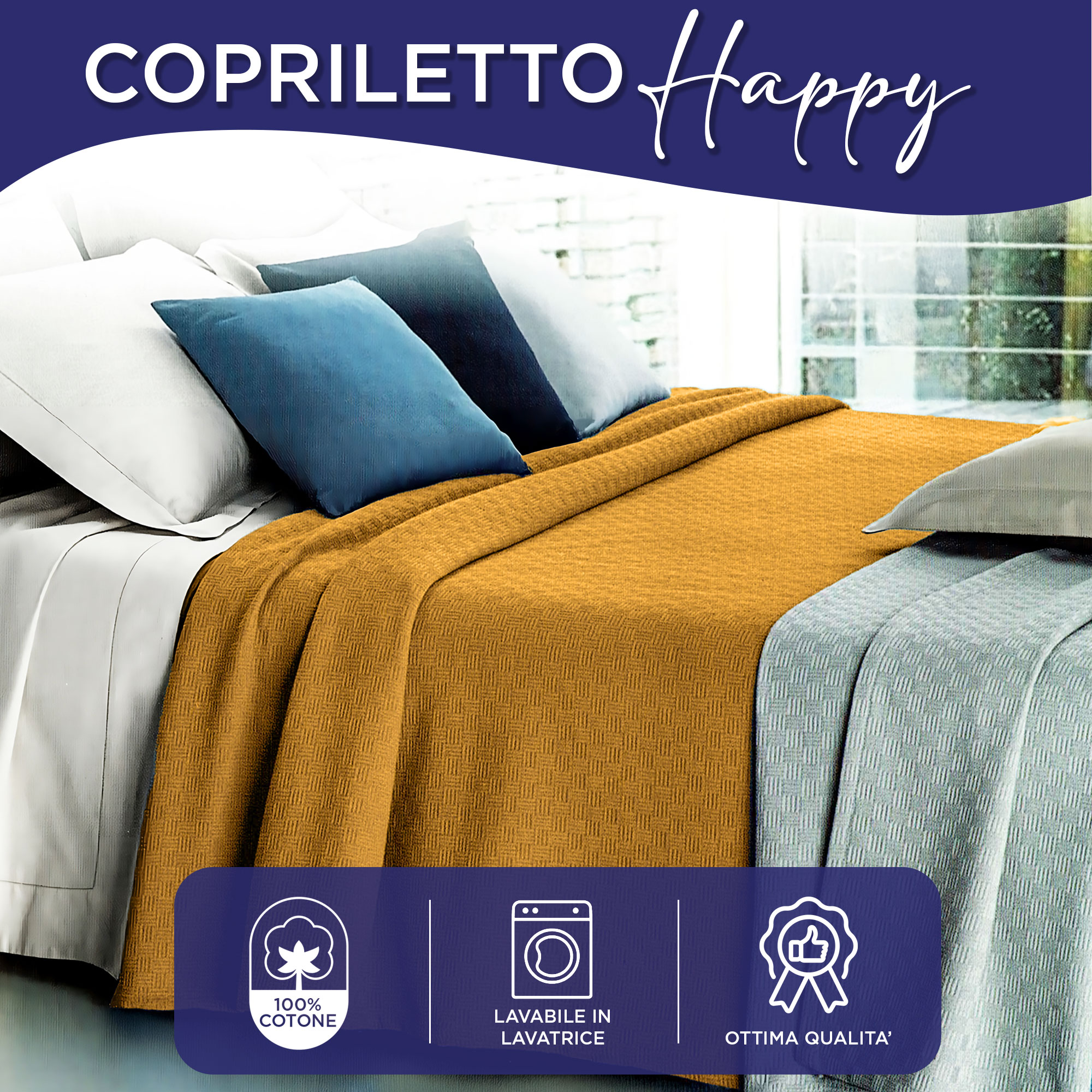 Copriletto in cotone piquet leggero primaverile estivo varie misure 7129 - Imagen 23 de 37