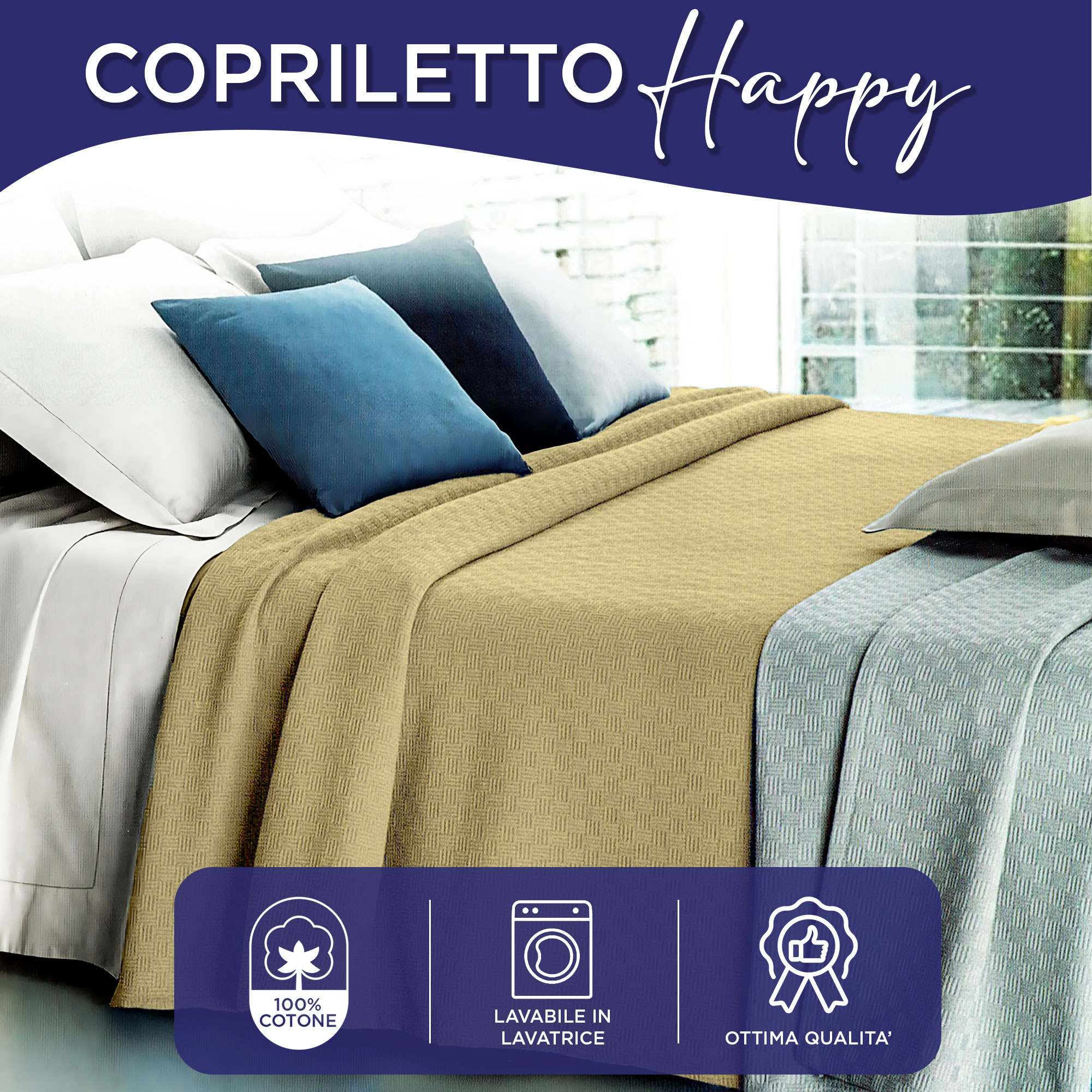 Copriletto in cotone piquet leggero primaverile estivo varie misure 7129 - Imagen 27 de 37