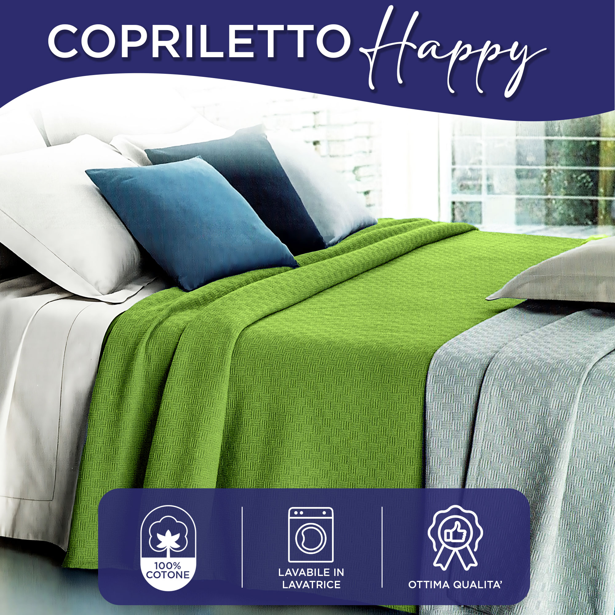 Copriletto in cotone piquet leggero primaverile estivo varie misure 7129 - Imagen 35 de 37