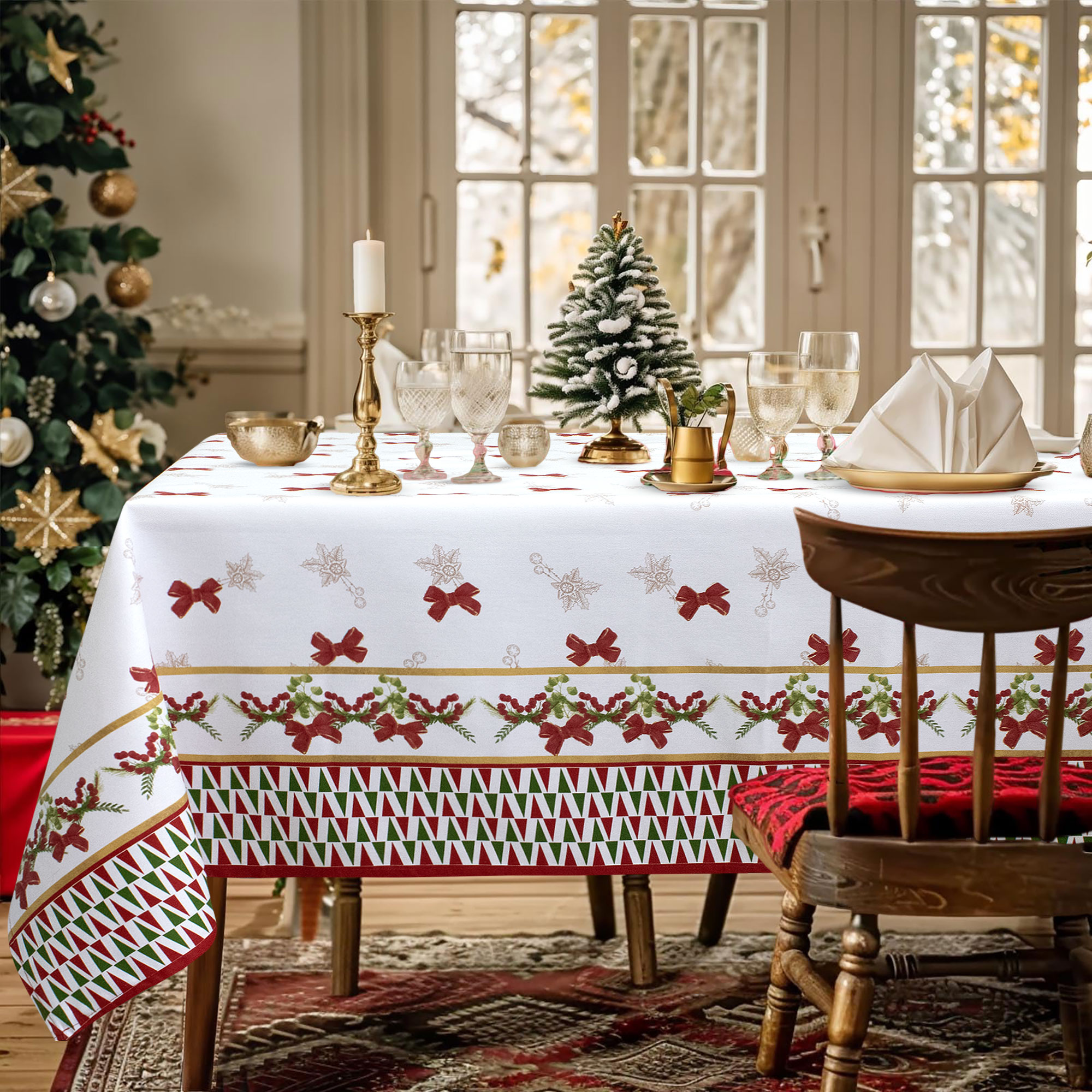 Tovaglia Natalizia in Rasatello Made in Italy Decoro Natale varie misure 7132 - Foto 2 di 25