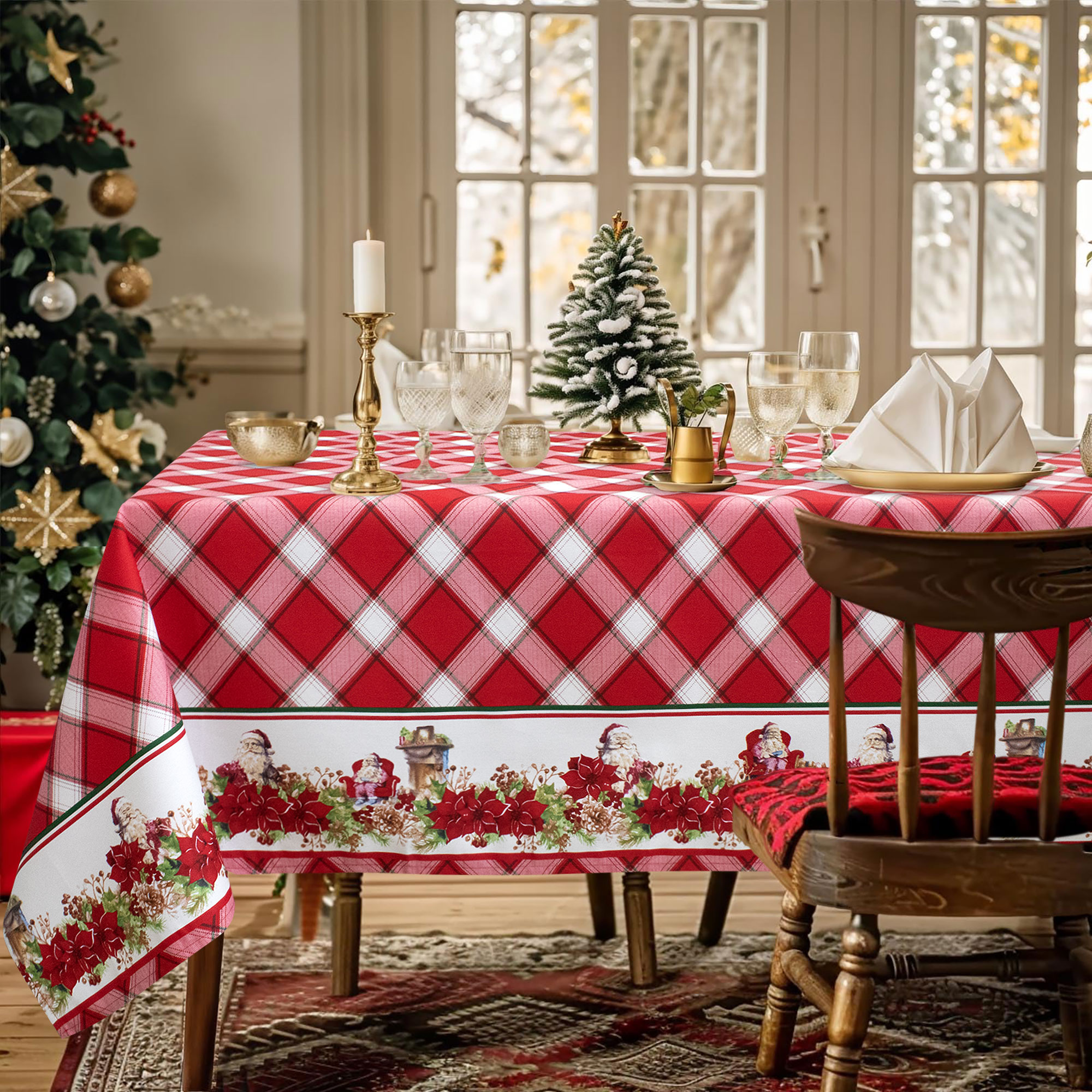 Tovaglia Natalizia in Rasatello Made in Italy Decoro Natale varie misure 7132 - Foto 5 di 25