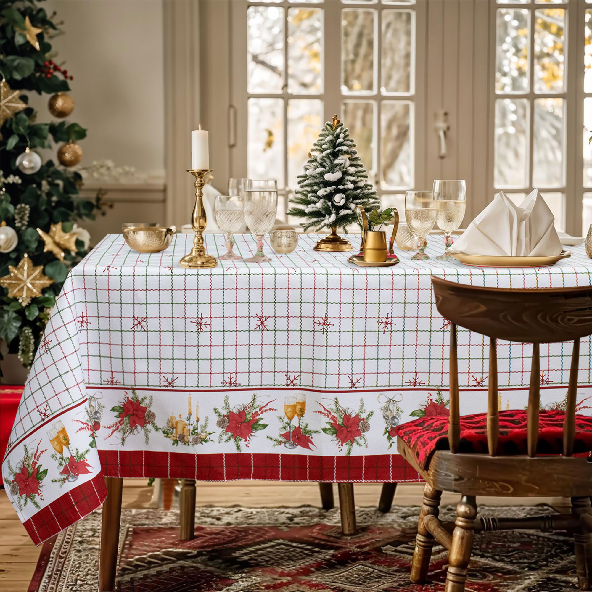 Tovaglia Natalizia in Rasatello Made in Italy Decoro Natale varie misure 7132 - Foto 14 di 25