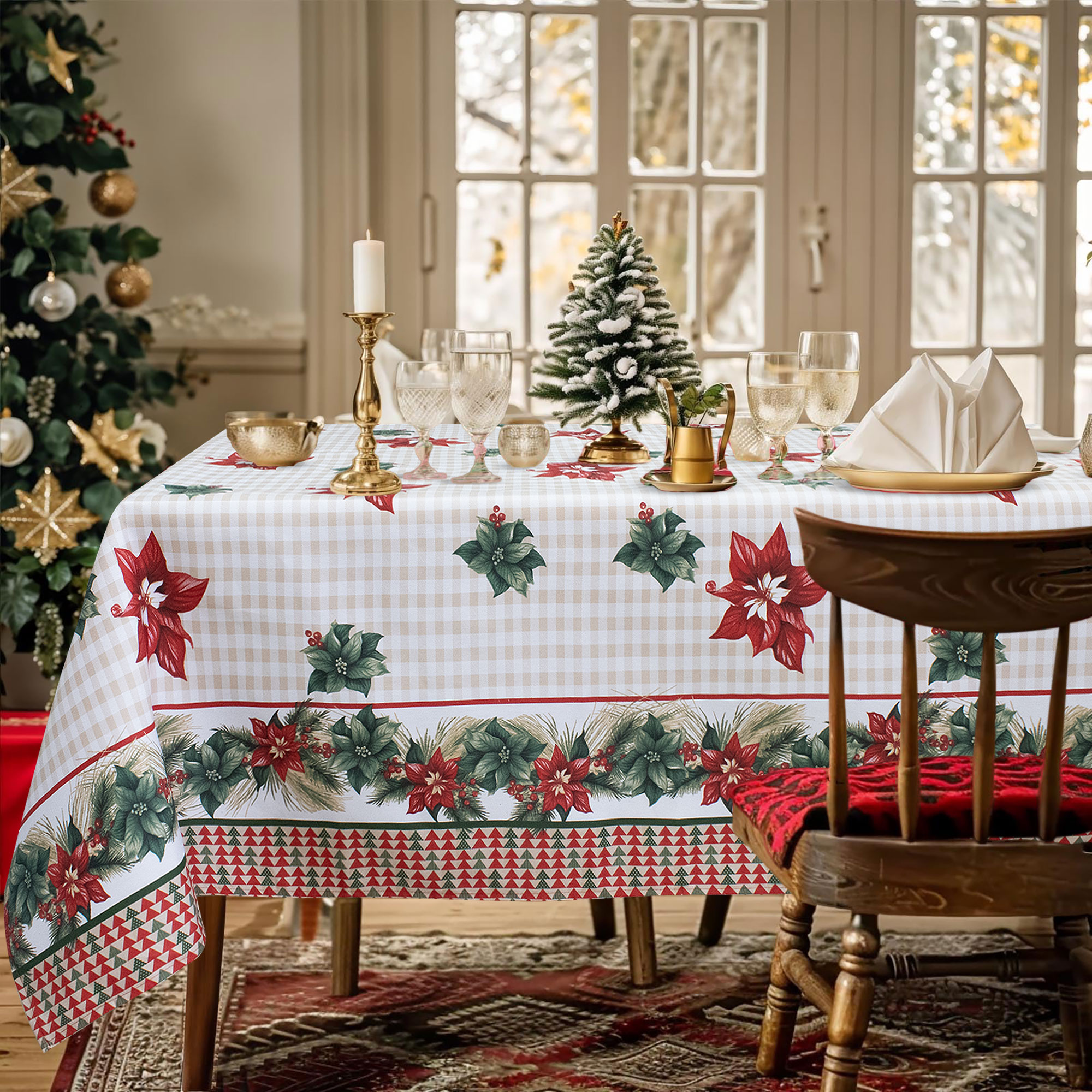 Tovaglia Natalizia in Rasatello Made in Italy Decoro Natale varie misure 7132 - Foto 23 di 25