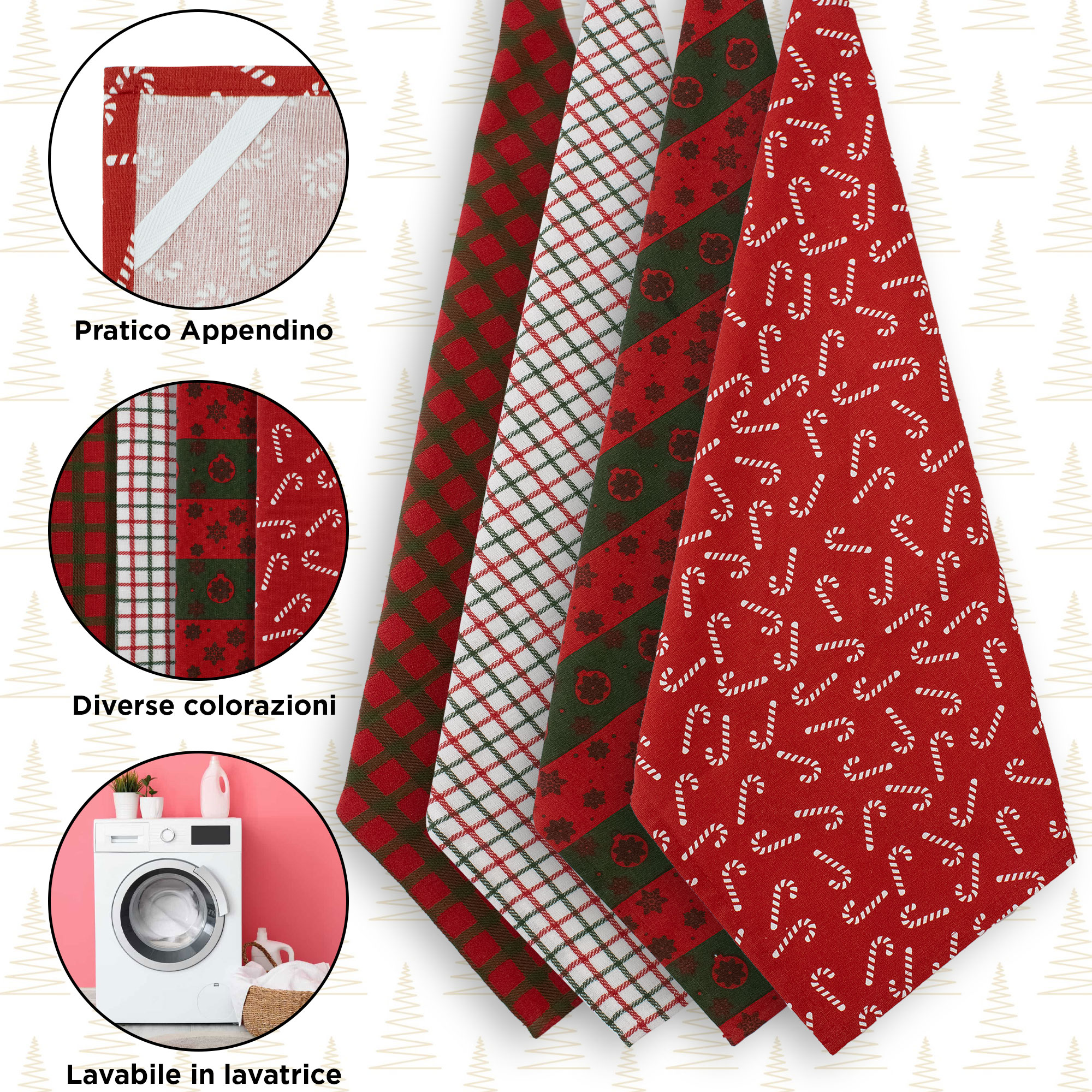 Ensemble De Torchons De Noël En Coton 4 Pièces Décor Noël Idée Cadeau 7134 - Imagen 5 de 22