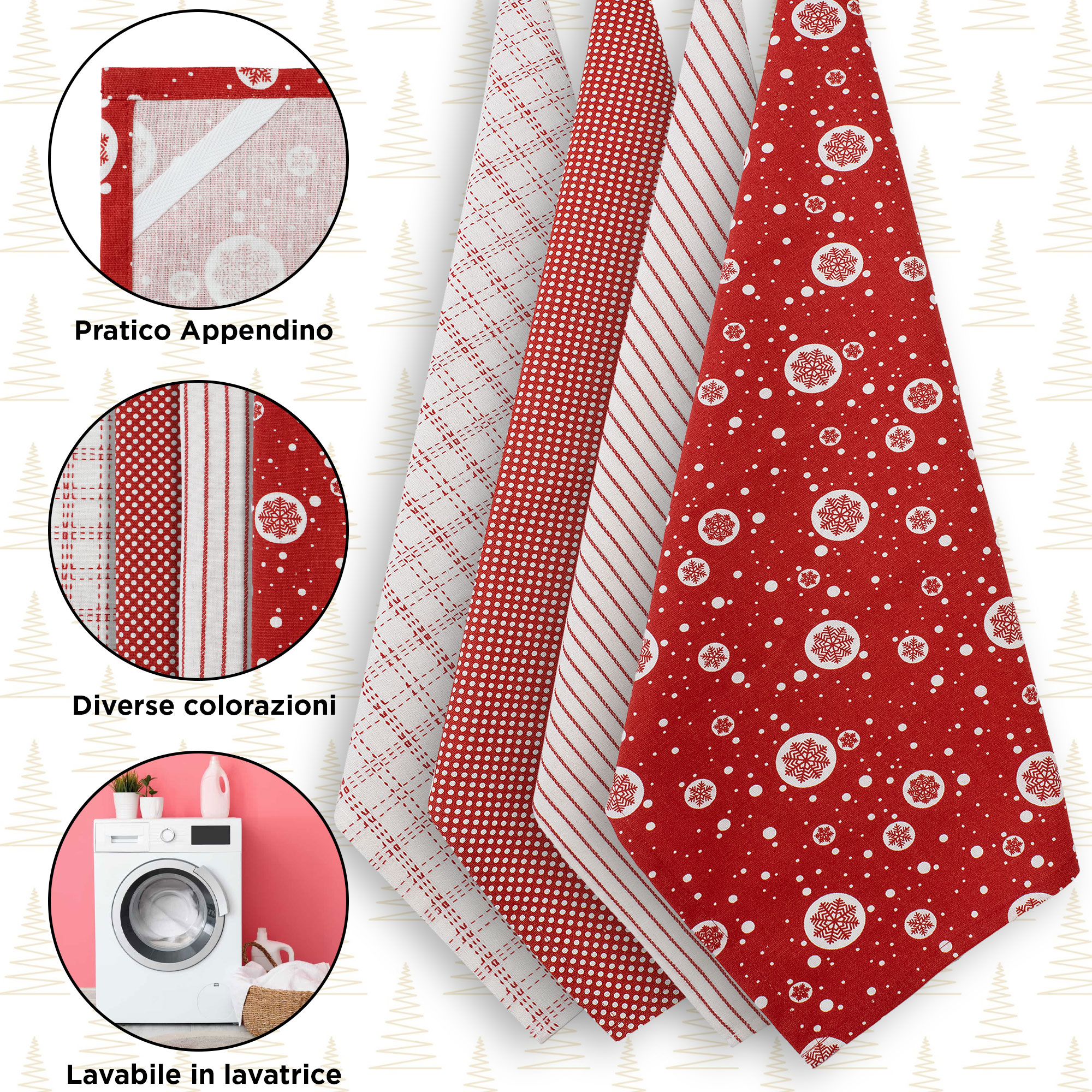 Ensemble De Torchons De Noël En Coton 4 Pièces Décor Noël Idée Cadeau 7134 - Imagen 12 de 22